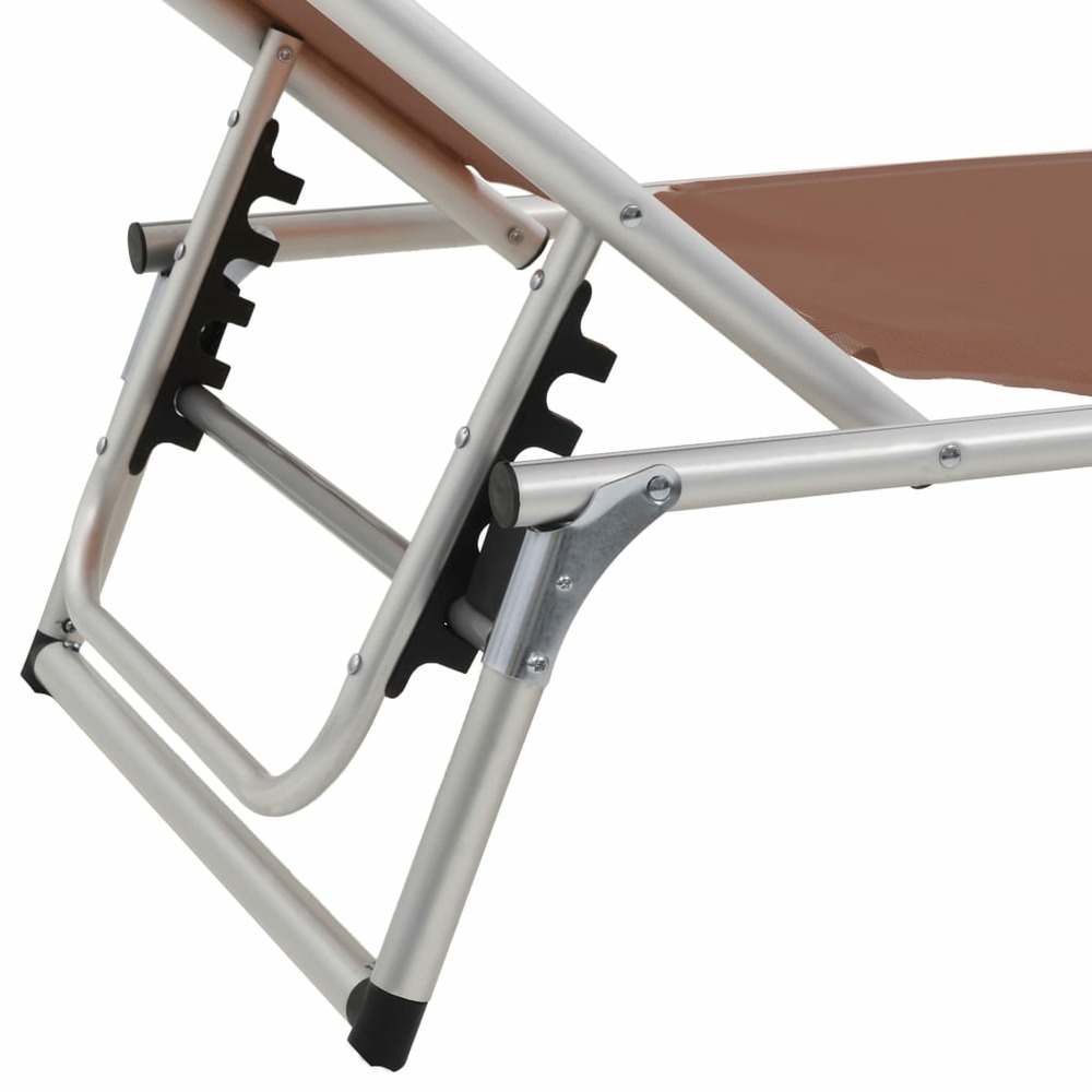 Lot de deux chaises longues pliables toit aluminium textilène marron