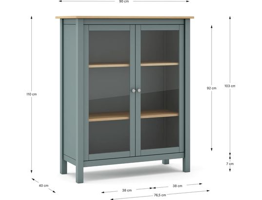 CONCEPT1 - Vitrine Misti 2P vert kaki chene 90 x 40 x h110