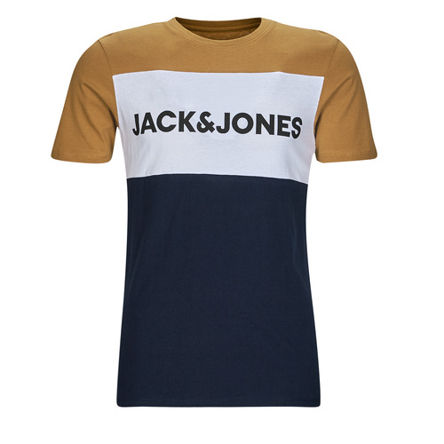 Jack & Jones - JJELOGO BLOCKING TEE SS - Jaune / Blanc / Marine