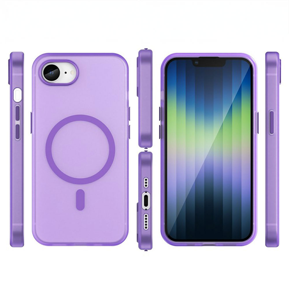 iPhone 16e MagSafe Hybrid Hülle TPU Bumper Slim Design Matt - Lila / Transparent