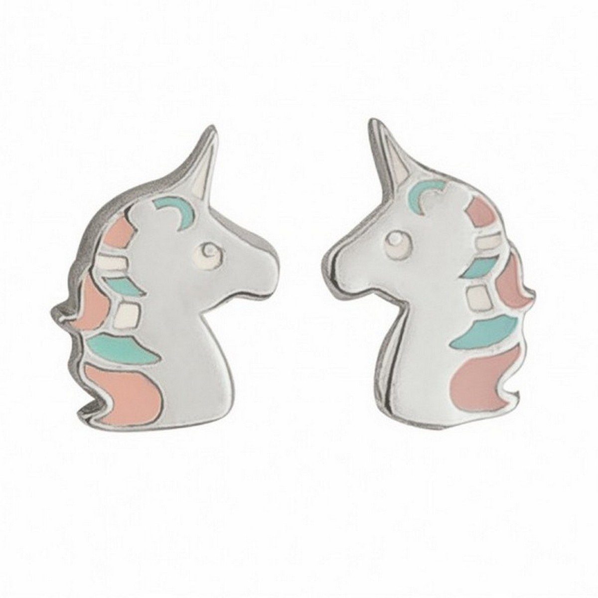 Boucles d'oreilles puces licorne en argent 925°/00