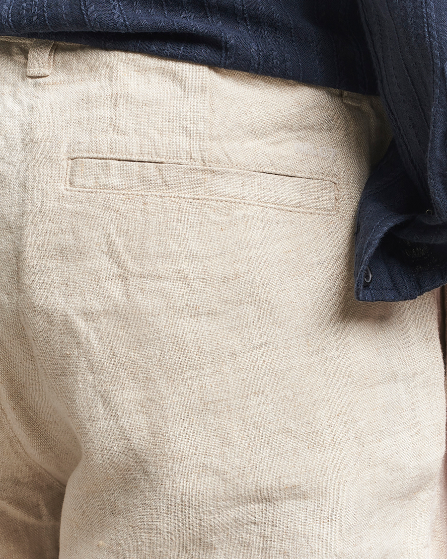 NN07 Aden Regular Fit Linen Trousers Oat
