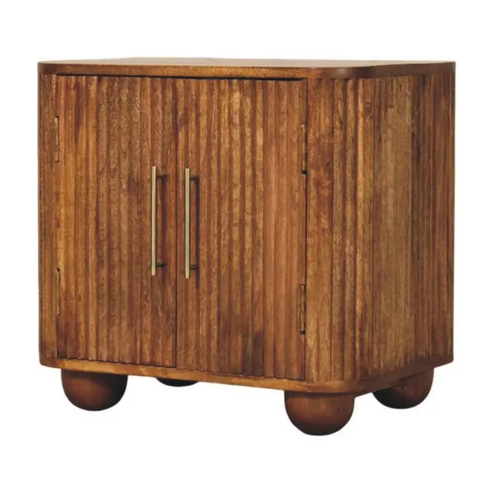 Solis Geribbelde Dressoir, 2 Deuren en 2 Planken, Lichtbruin