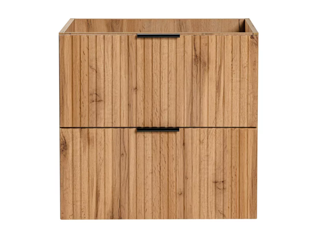 Meuble sous vasque suspendu strié - Naturel clair - L60 cm - ZEVARA