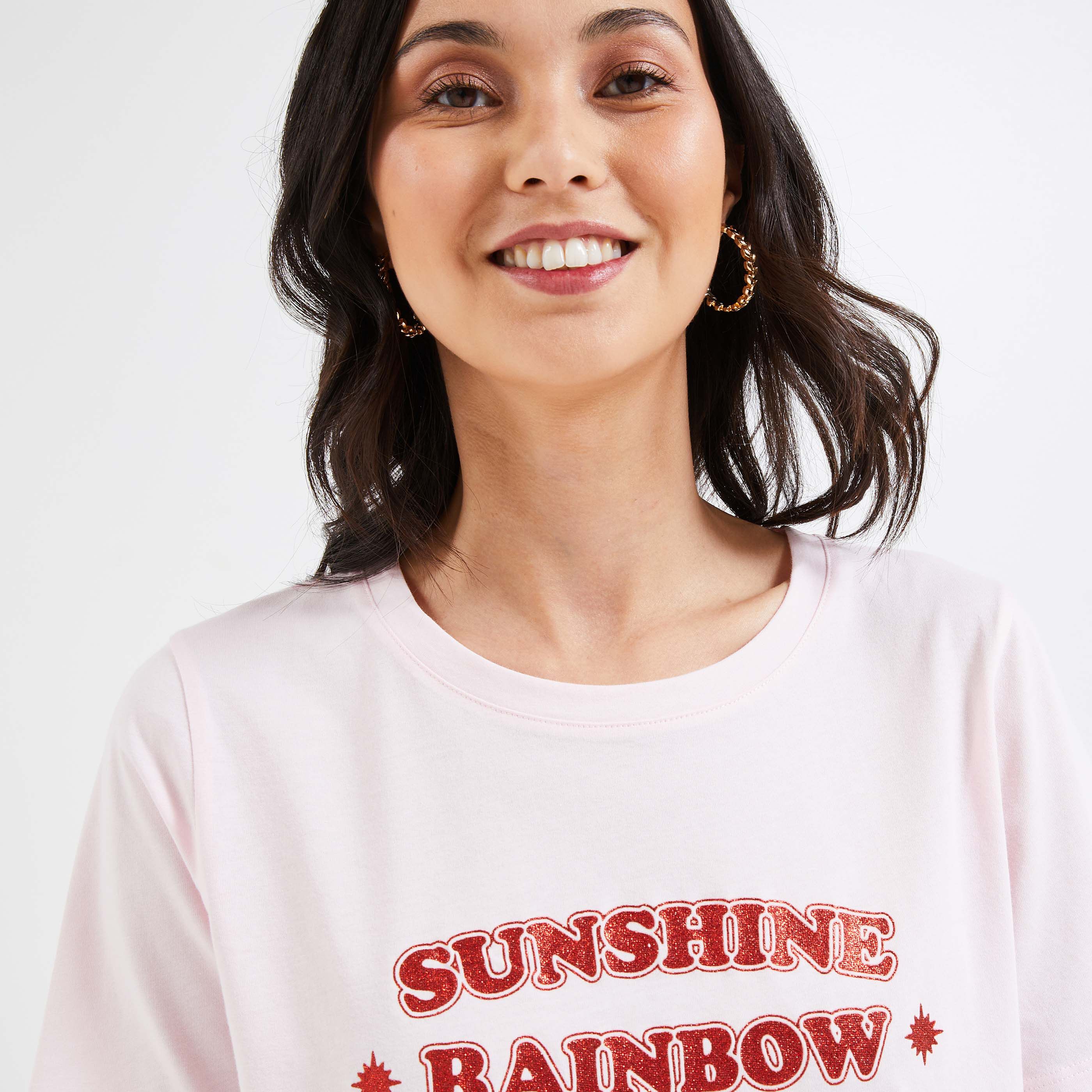 T-shirt à message femme - ROSE PALE