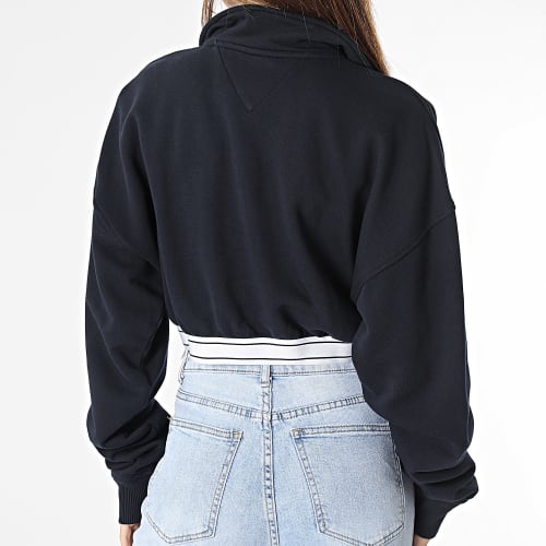 Sweat Crop Col Zippé Femme 6129 Bleu Marine