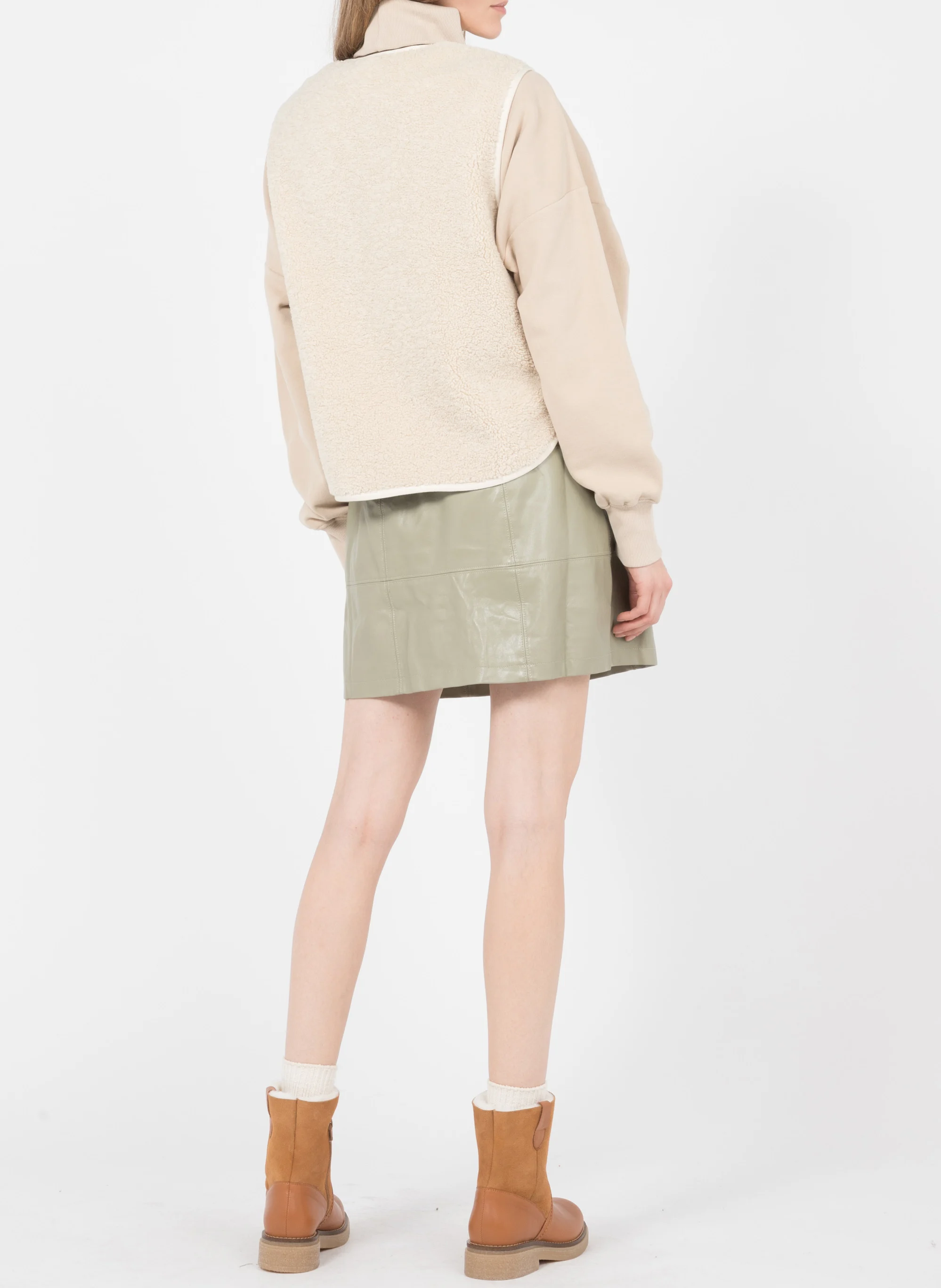 FUSIL - Gilet sans manches aspect mouton | Beige