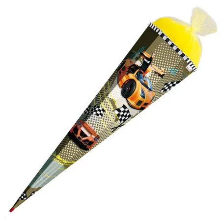 Roth Schultüte 85 cm Silber- Goldfolien & UV-Lack Racing