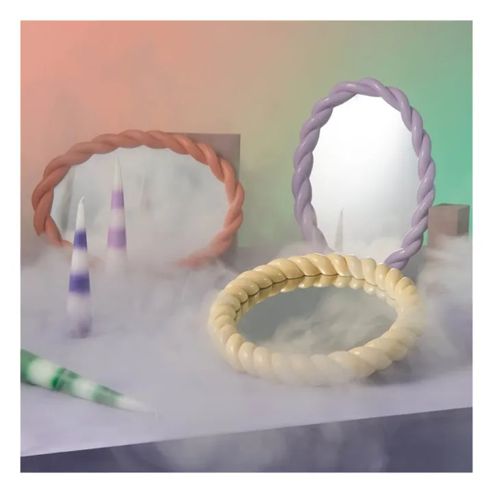 &Klevering Miroir rond Braid | Jaune