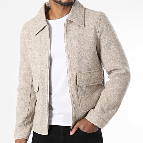 Veste Zippée Beige Chiné