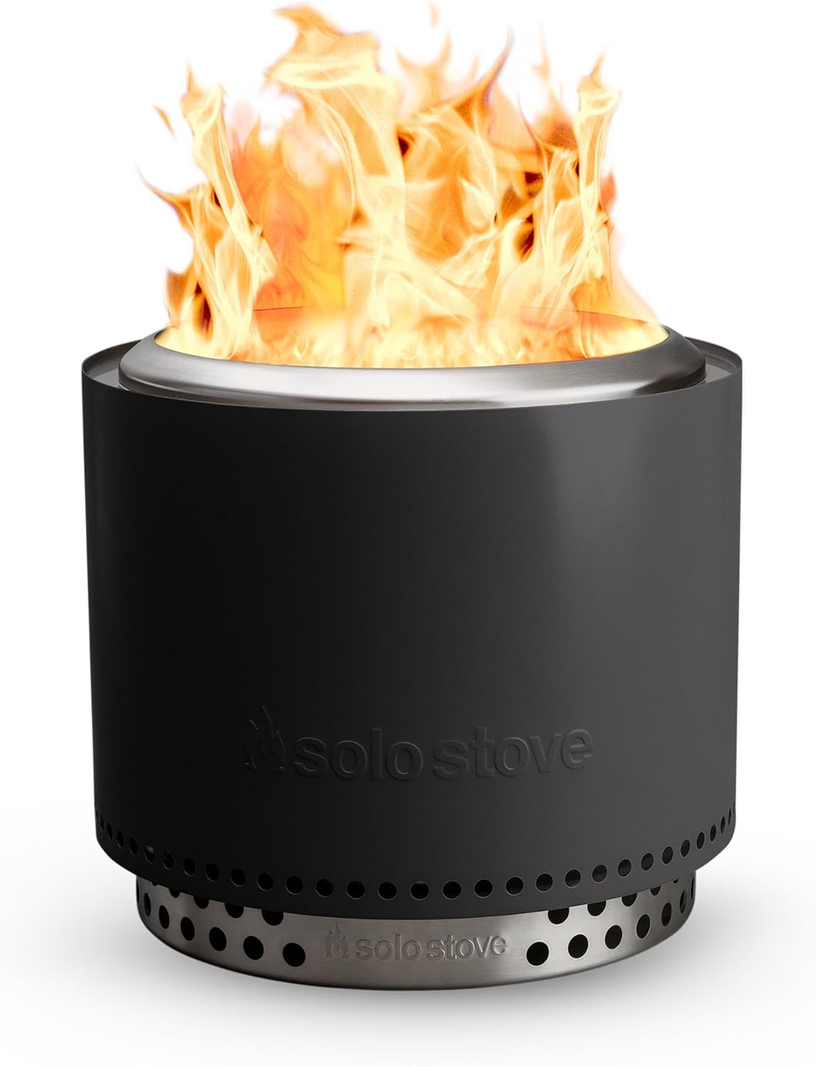 Solo Stove Feuerschale Bonfire 2.0 mit Standfuß | Feuerstelle für Raucharme Holzverbrennung, Herausnehmbare Auffangschale, Mobile Outdoor Feuertonne für Unterwegs, Edelstahl, 49,5x44,5cm, 11,4kg, Grau