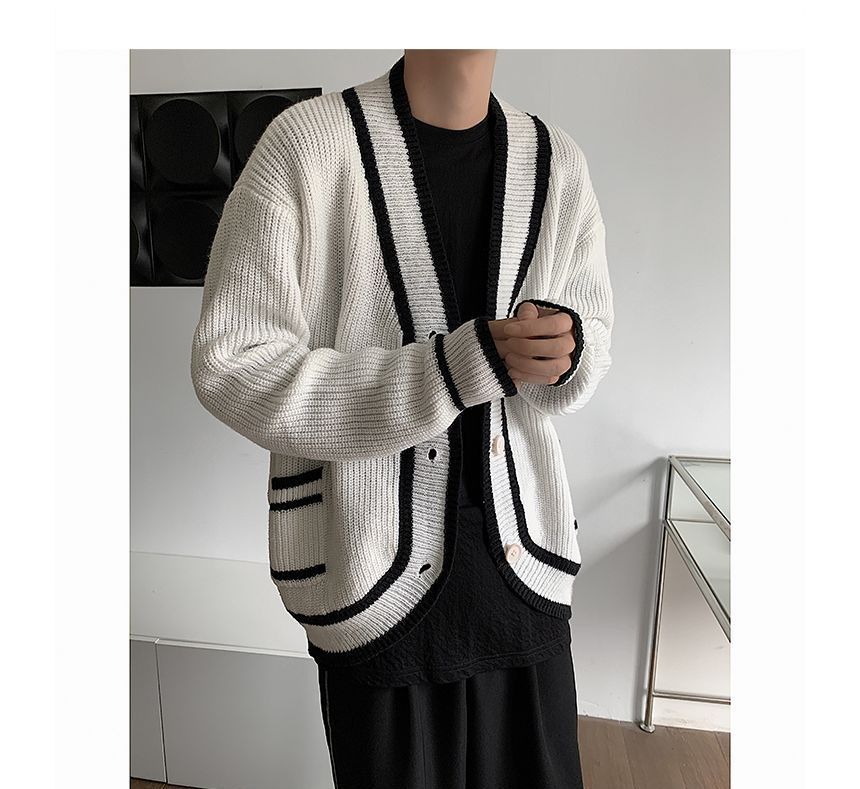 Freehop - V-hals vest met contrasterende rand