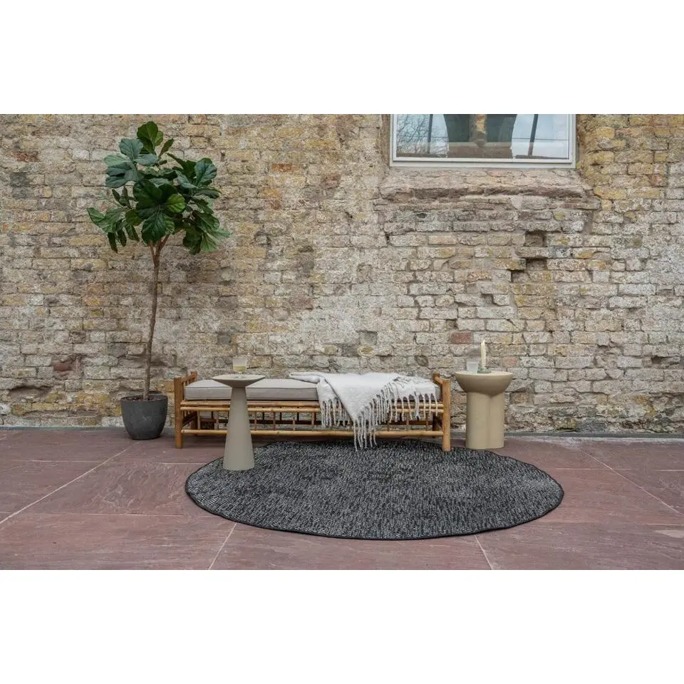 EVA Interior rond buitenkleed Dahl zwart - 200 x 200 cm