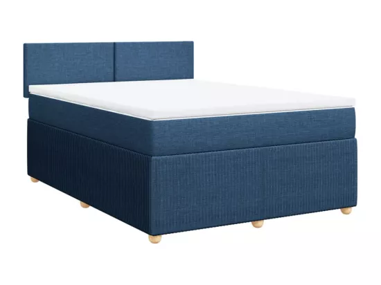 Sommier à lattes de lit avec matelas Bleu 160x200 cm Tissu