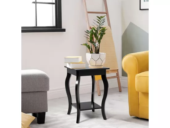 Table d'Appoint, Table de Chevet 2 Niveaux, Bout de Canapé Carré avec Patins Antidérapants pour Chambre, Salon, 40 x 40 x 60 cm (40 x 40 x 60 cm, Noir, 1)