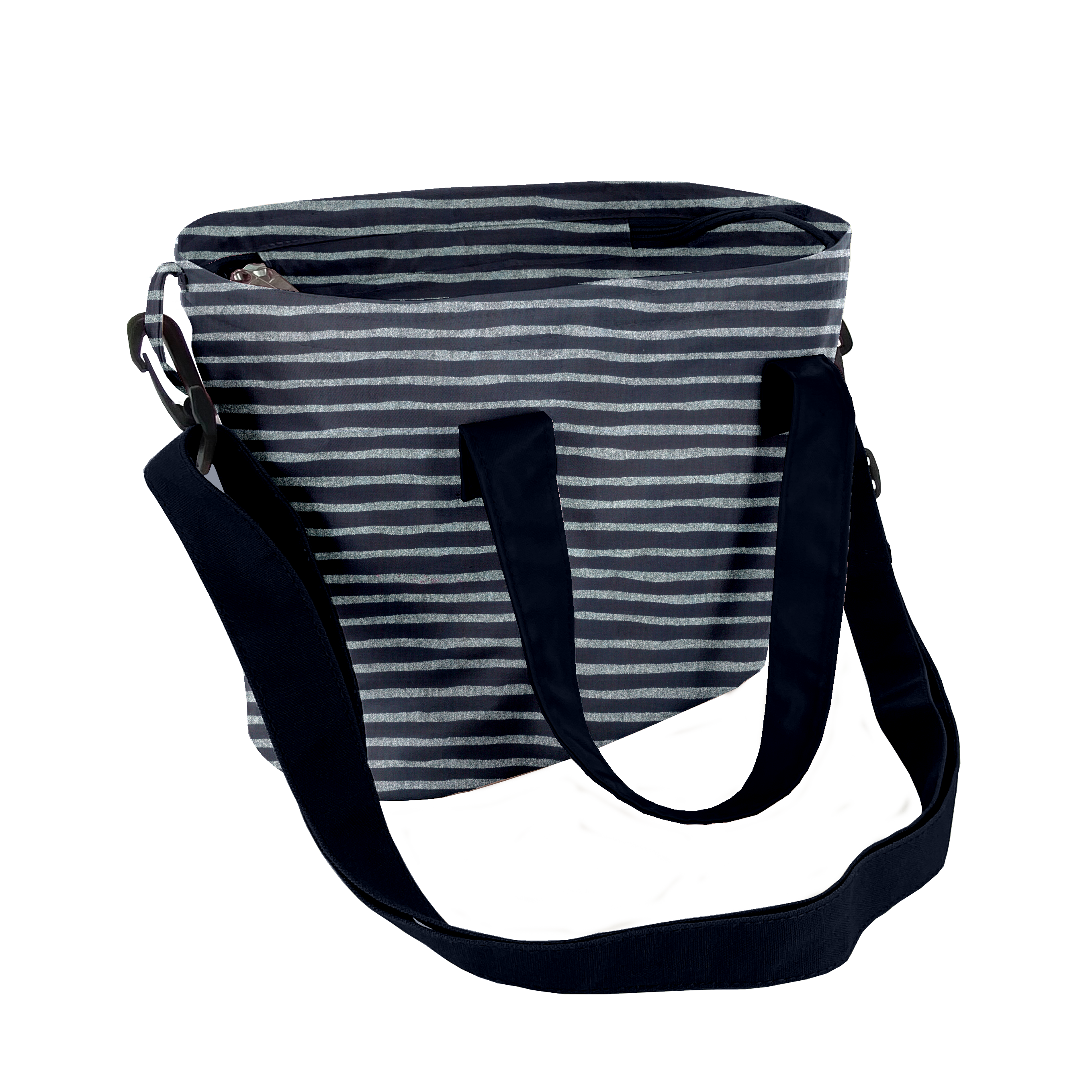 Sac Lunch Isotherme Rayé Argent Marine
