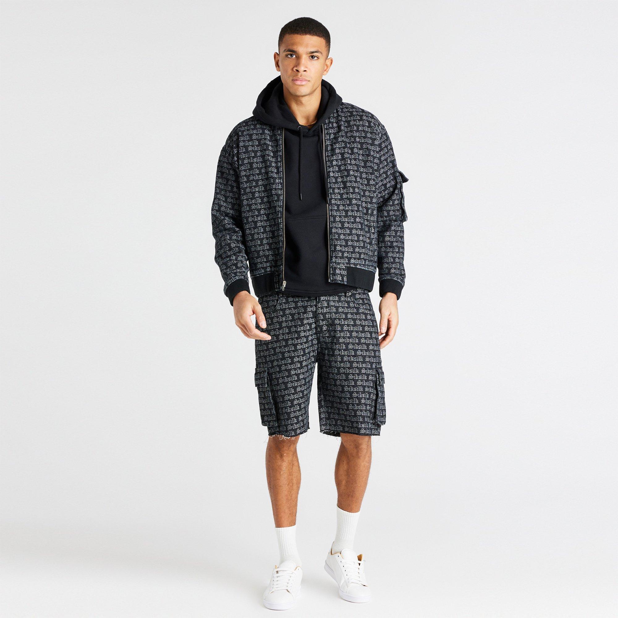 SikSilk Denim Bomber Jacket Mens