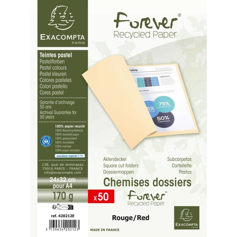 Paquet de 50 chemises Forever® 170 100% recyclé - 24x32cm