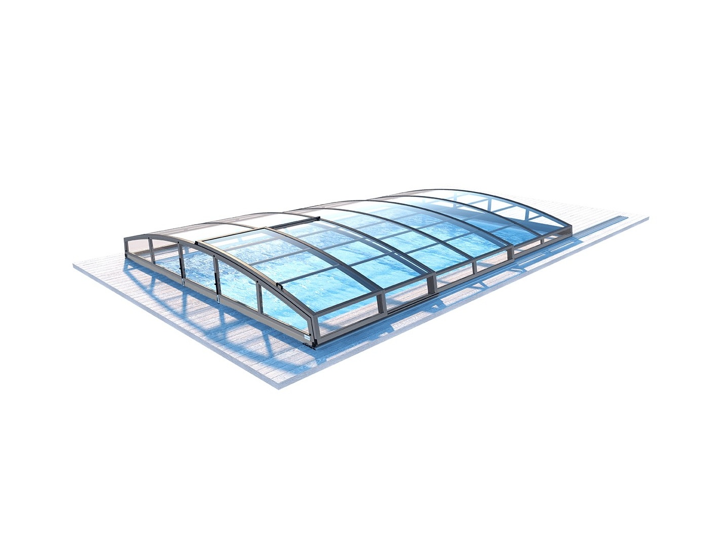 Abri de piscine skyline pour les modèles 5x3 m - bas86, bas786 - polycarbonate massif 3 mm - couleur ral7037 gris