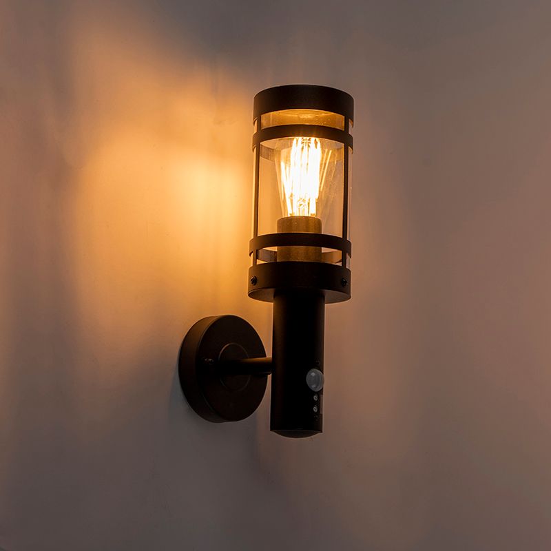 Buitenwandlamp zwart met bewegingssensor IP44 - Gleam