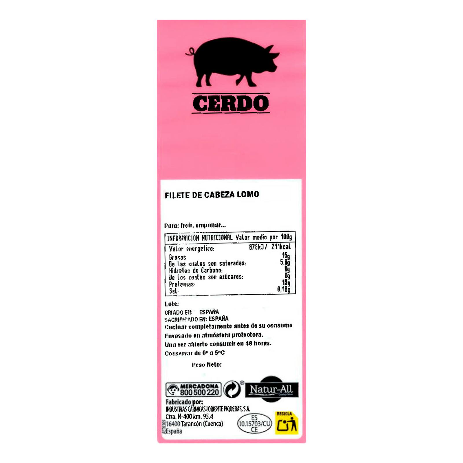 Filets de longe de porc tête