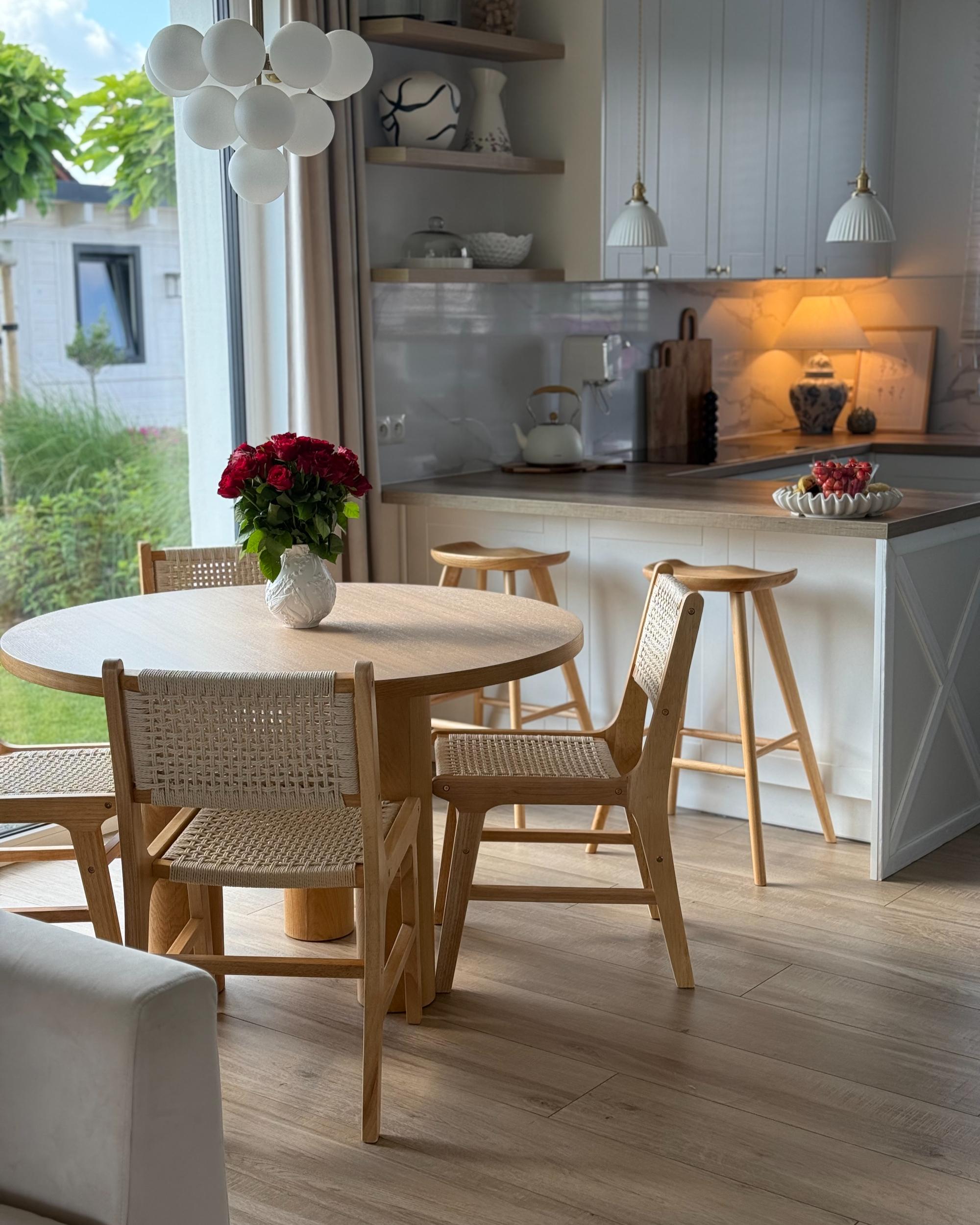 Set van 2 eetkamerstoelen OZELLA Hout Bruin/beige