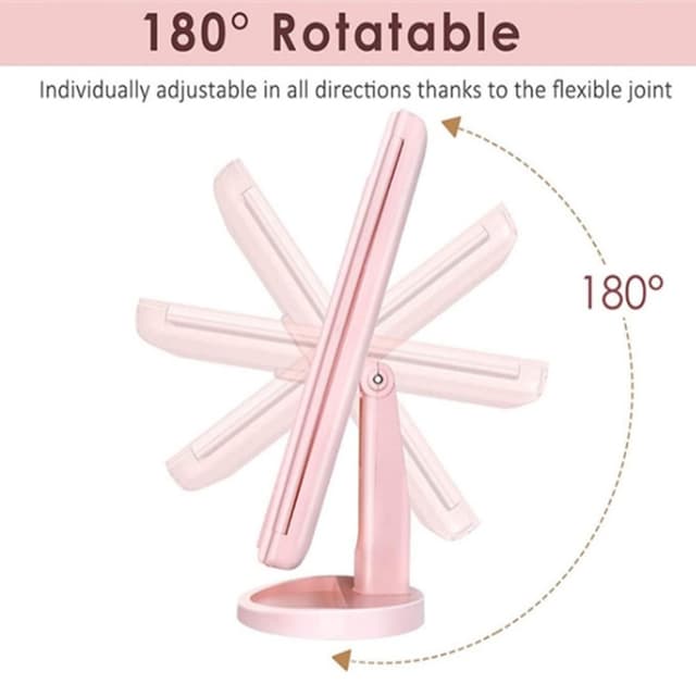 3-sidet sammenfoldelig makeup spejl, der kan dæmpes lys 22LED bordspejl