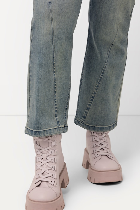 Jeans Mandy, Farbspritzer, Ziernaht, weites Bein