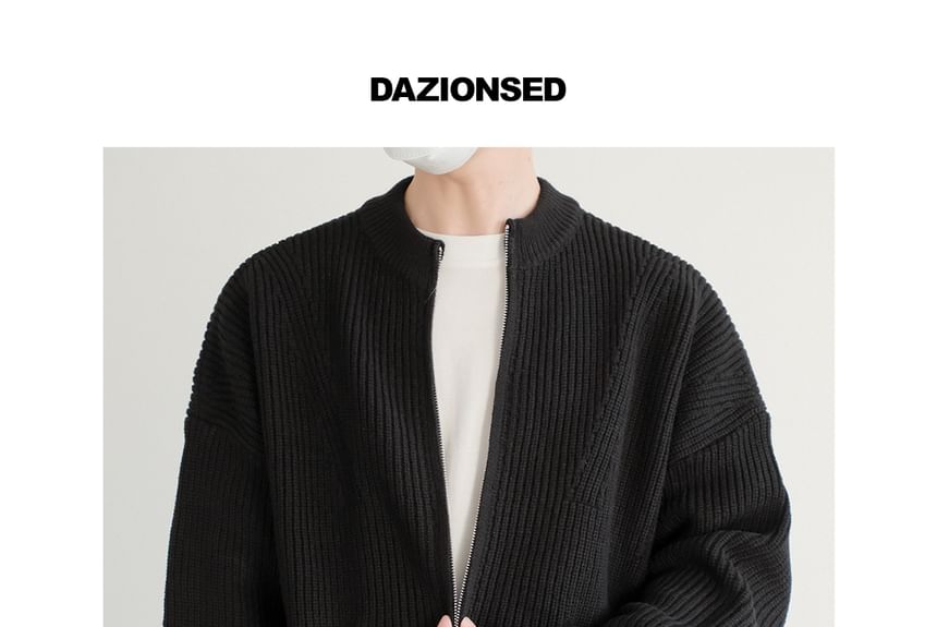 DAZO Studios - Ronde hals, effen geribbeld gebreid vest met rits