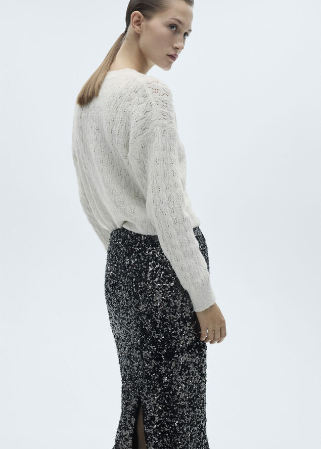 MANGO Openwork sweater with durox details Light beige