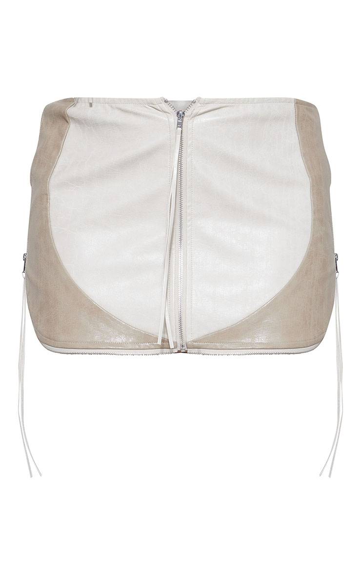 Crème Mini-jupe Micro En Synthétique Crème Avec Détails Zippés Coordonnée