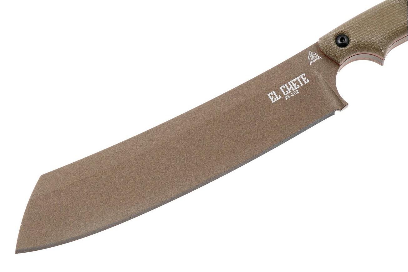 TOPS Knives El Chete Mini ELCHM-01 Midnight Bronze 1095, Green Micarta, machete, Leo Espinoza design