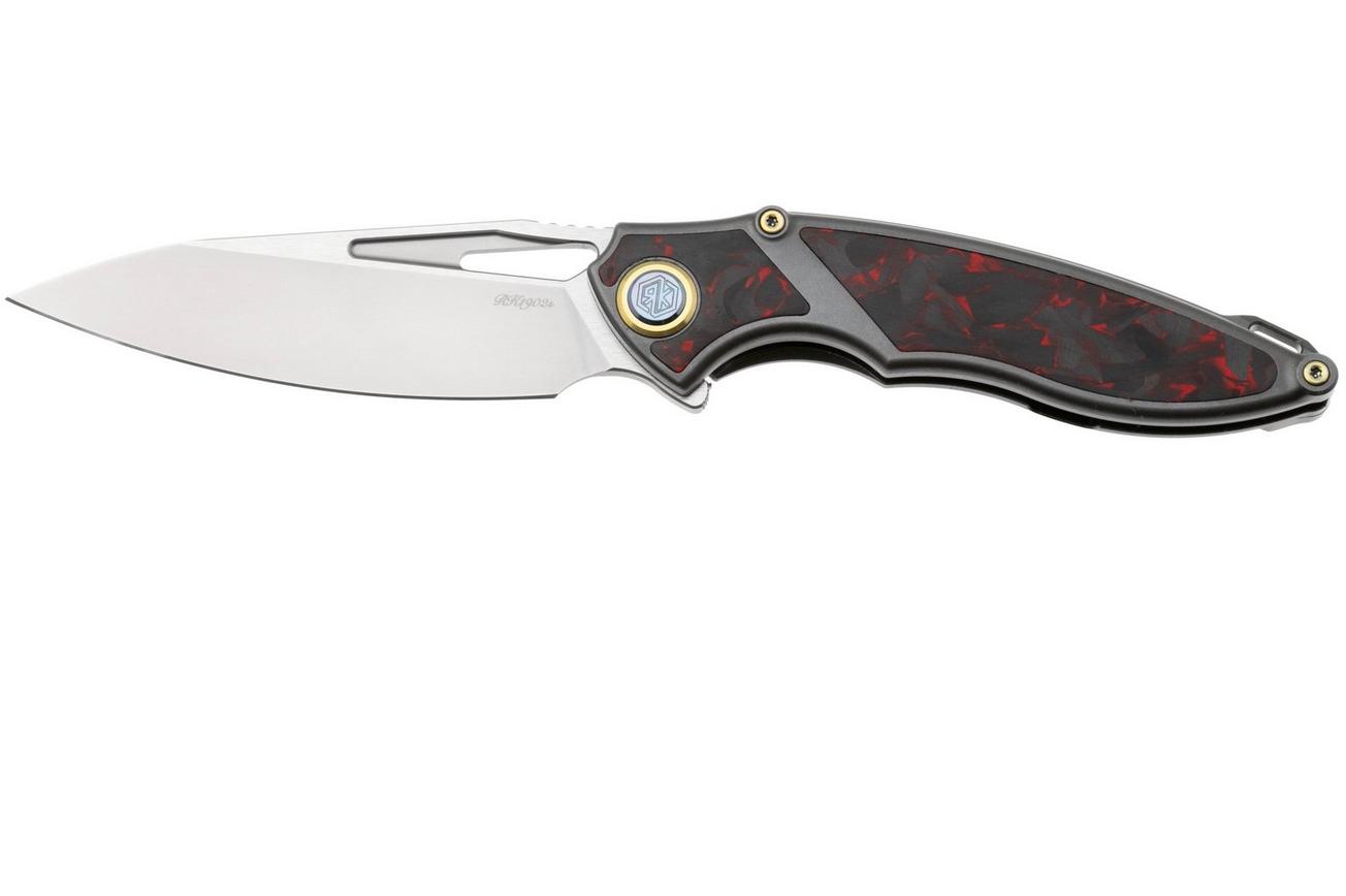 Rike Knife 1902 RK1902S Böhler M390, Titanium Red Carbon Fiber, zakmes