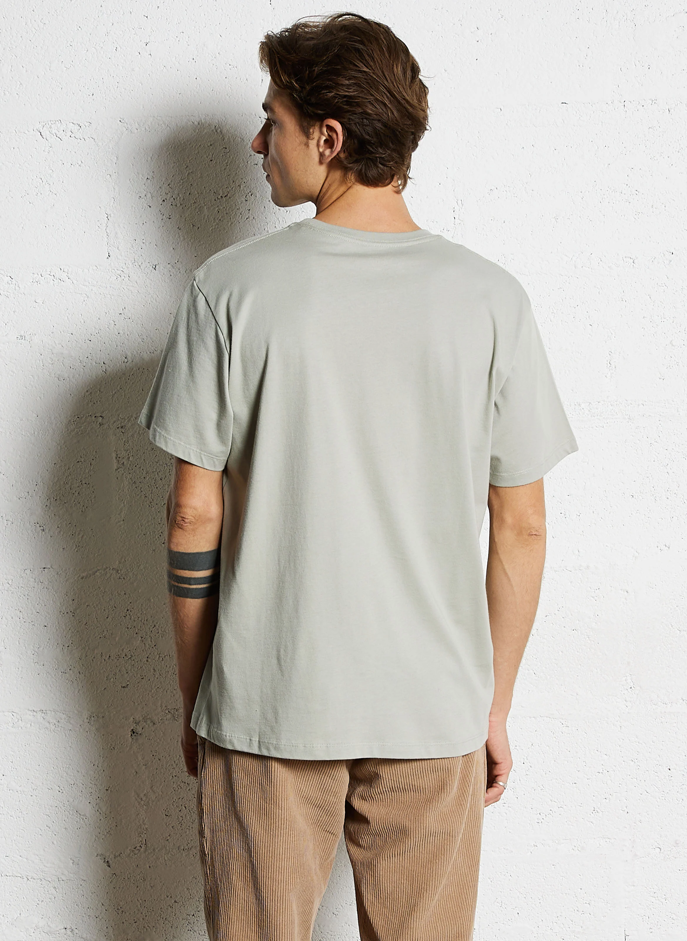 Tee-shirt col rond sérigraphié en coton | Vert