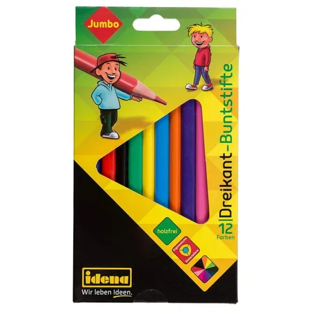Idena Dreikantbuntstifte Jumbo, holzfrei, 12 Stück