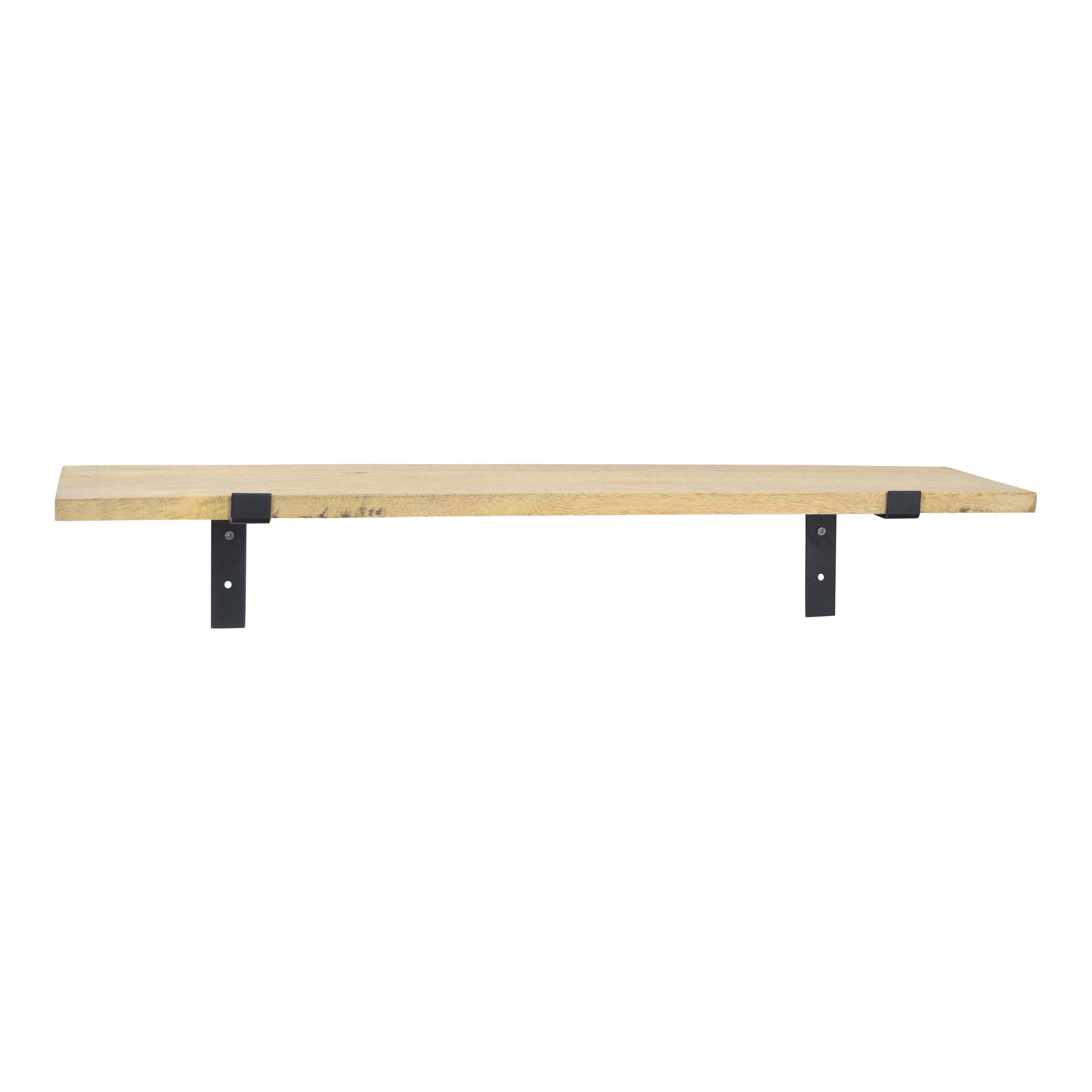 LOFT42 Wally Wandplank met Mangohout Zwart - Industrieel - 1,6x70x16