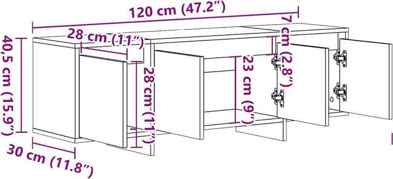 vidaXL - Tv-meubel - Eikenkleurig - Bewerkte Hout - 120x30x40,5 cm
