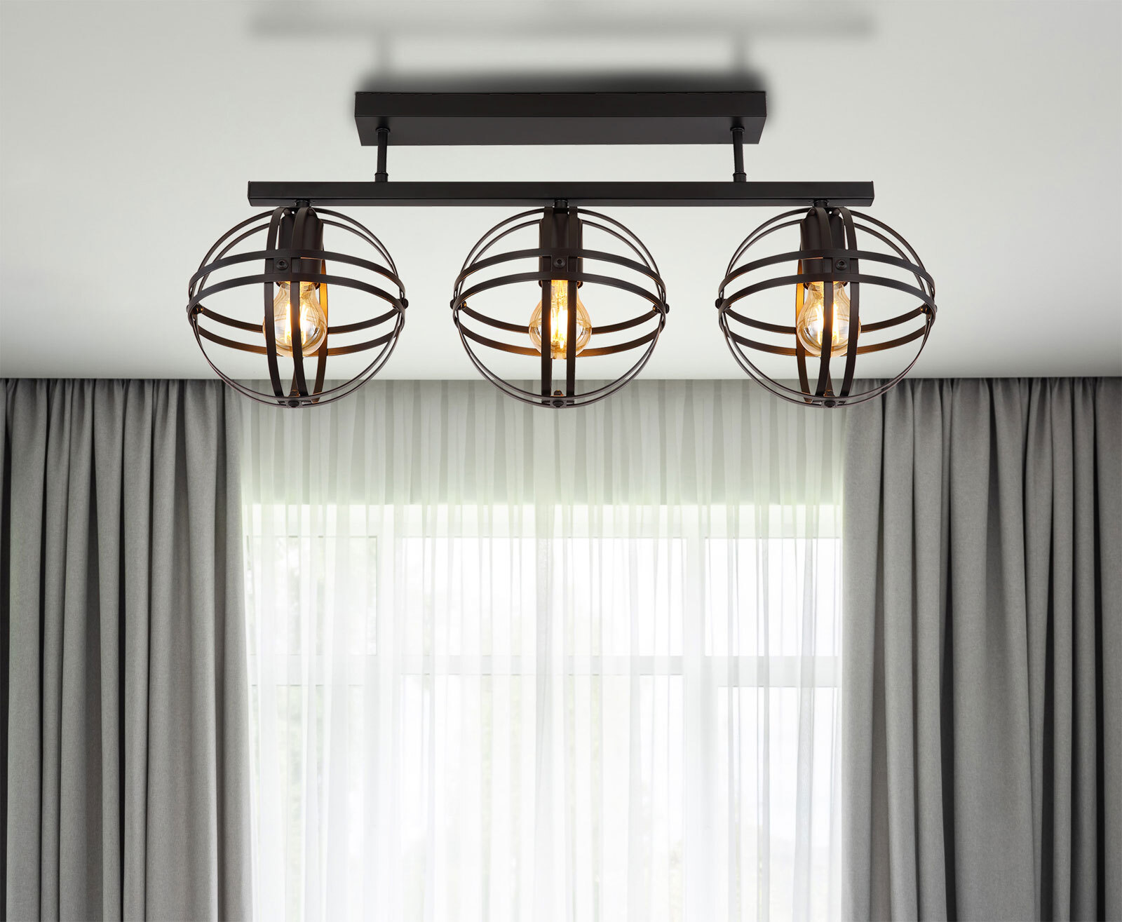 GLOBO Retrofit Deckenlampe Tamara 70x32 cm Metall schwarz