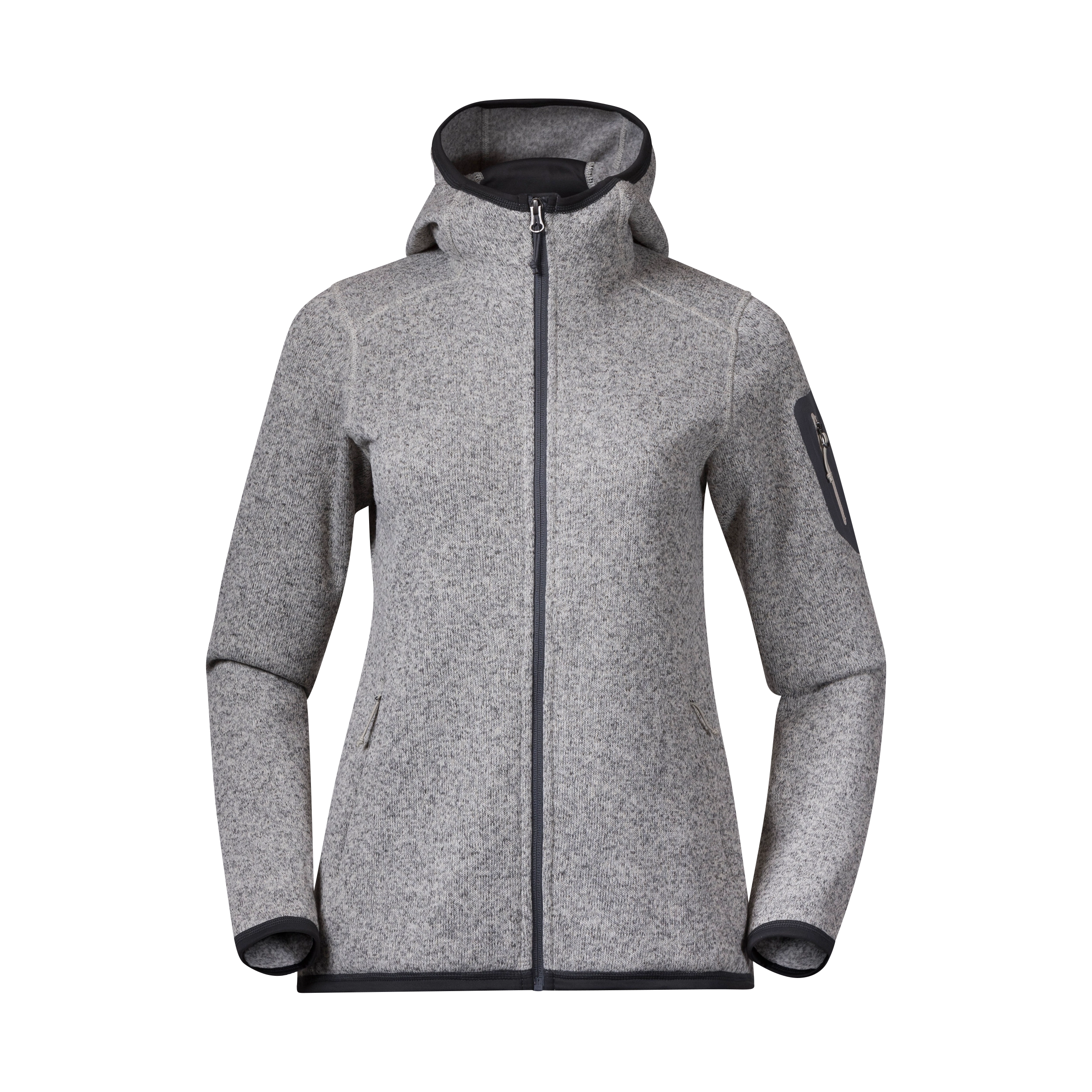 Kamphaug Knitted W Hoodie Chalk Sand