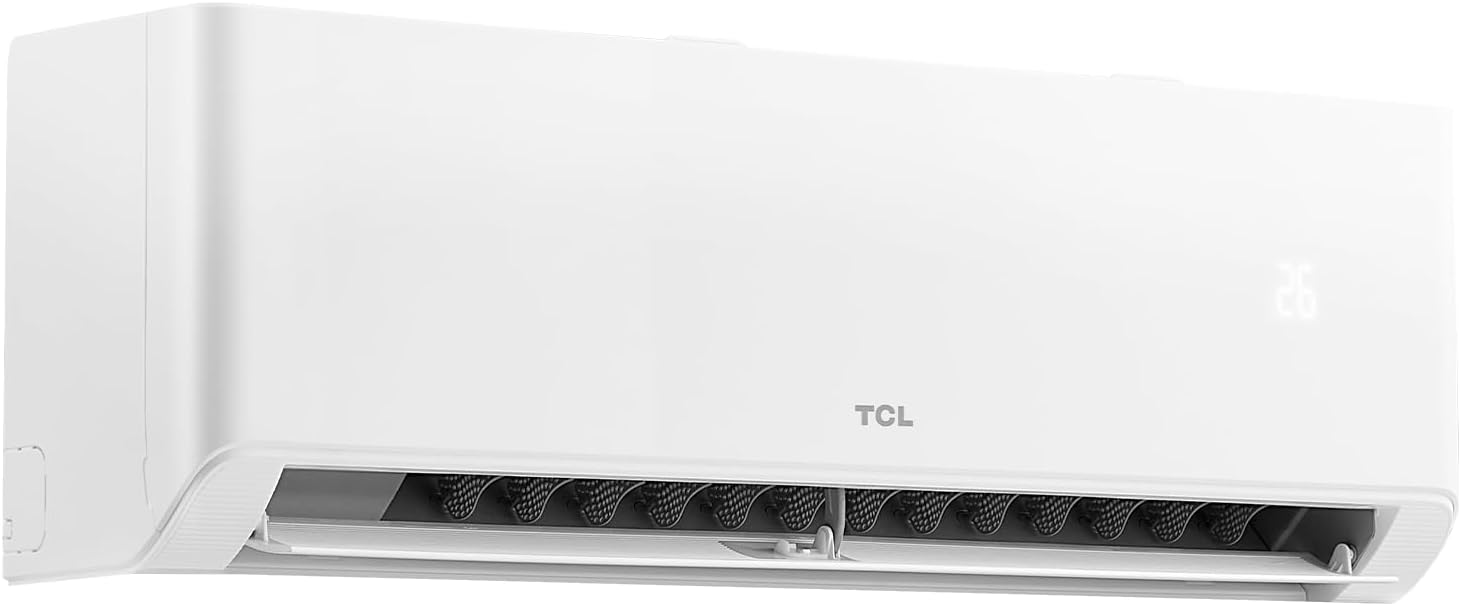 TCL Split Klimaanlage 24000 BTU (7,0 kW) Modell: BreezeIN mit Sprachsteuerung, WIFI für Räume bis 70m² 4 in 1: Heizen, Kühlen, Entfeuchten, Ventilieren inkl. 8°C Frostschutzmodus, Eco- & Turbomodus