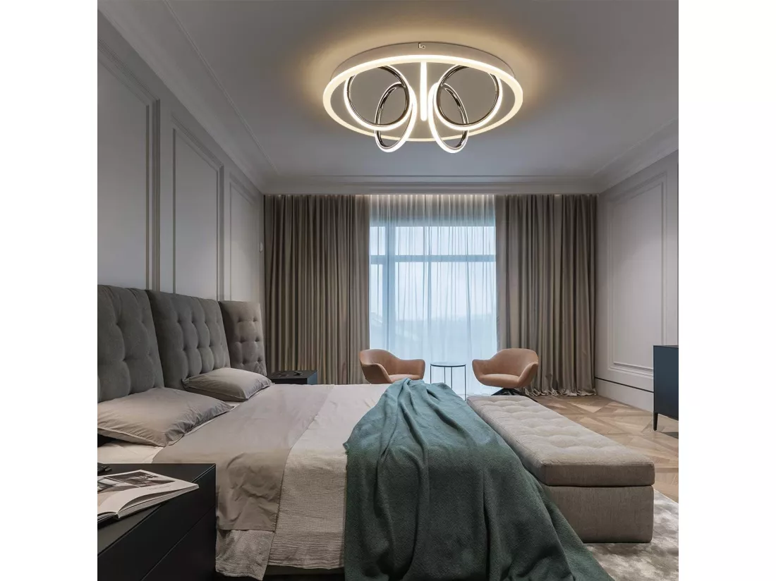 NETTLIFE Plafonnier LED Salon Lumière Blanc Chaud 41W, 3000 K, 43 x 12,5 cm Lampe moderne pour chambre à coucher chambre d'enfant, cuisine couloir