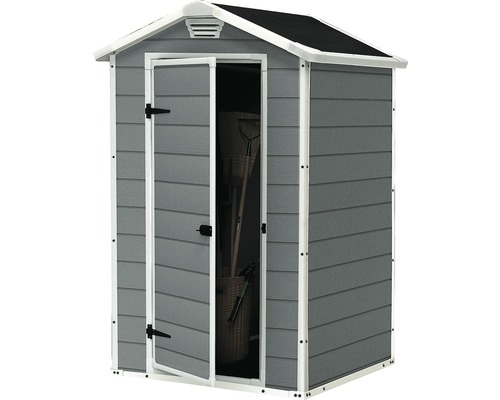 Keter Manor 4x3 kunststof tuinhuis met vloer, 129 x 103 cm, grijs