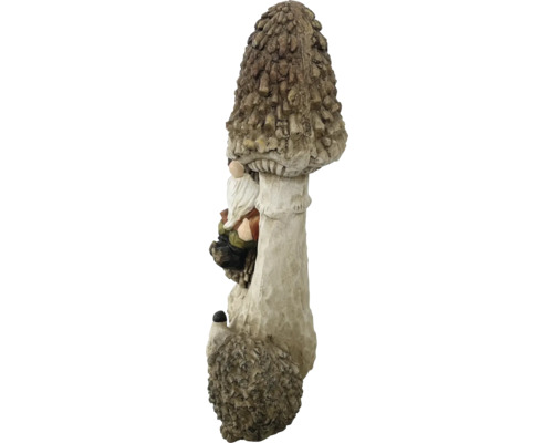 Decoratief beeldje kabouter met paddenstoel, H 44 cm, bruin