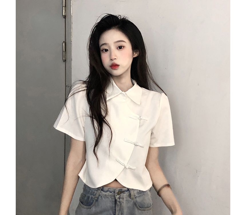 Shinsei - Blouse met korte mouwen en kraag