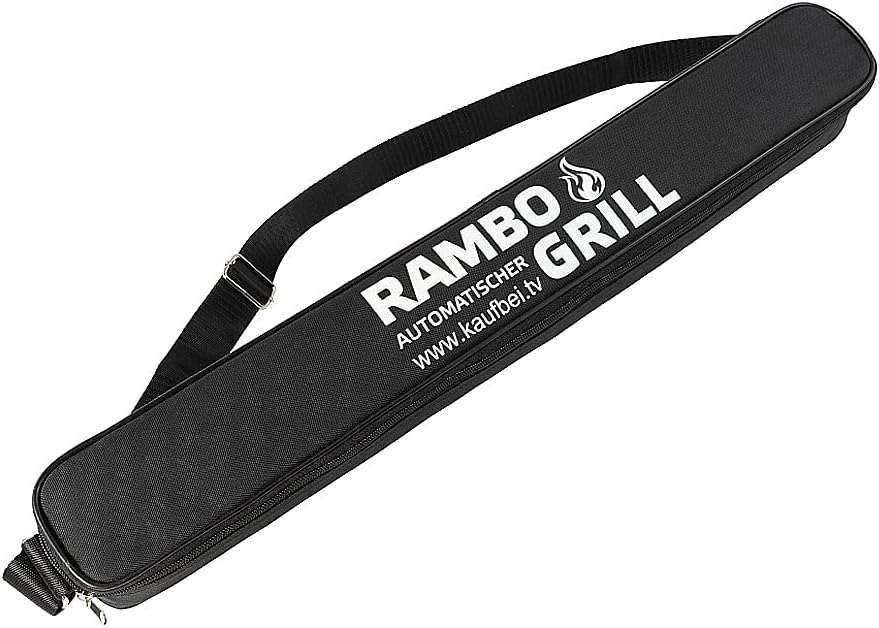 BEM Rambo Mangal Schaschlikgrill, Grillset mit Zubehör inkl. Powerbank + Motor, Elektrisch, Edelstahl, Klappbar, Holzkohlegrill mit Spießen