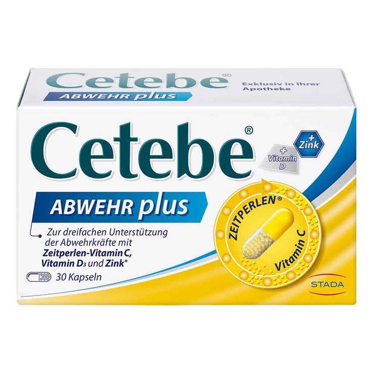 Cetebe Abwehr plus Vitamin C + Vitamin D3 + Zink Kapseln, 30 St