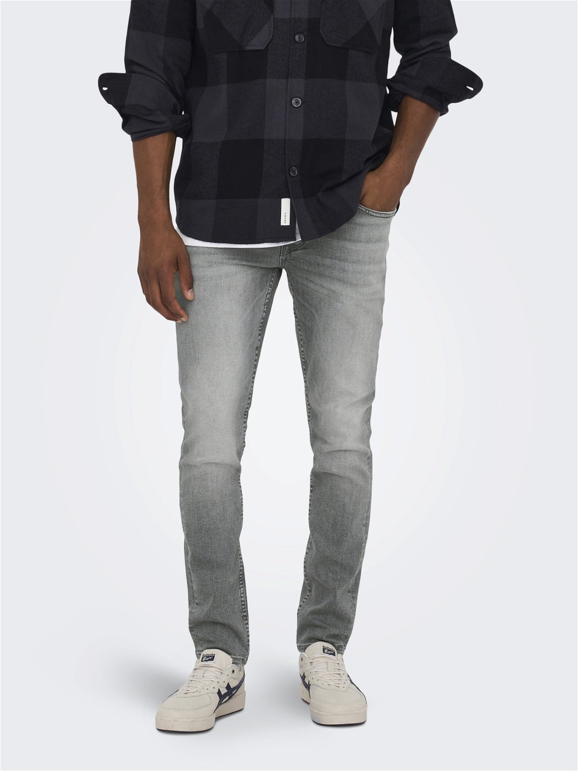 ONSLOOM Niedrige Taille Slim Fit Jeans Grey Denim