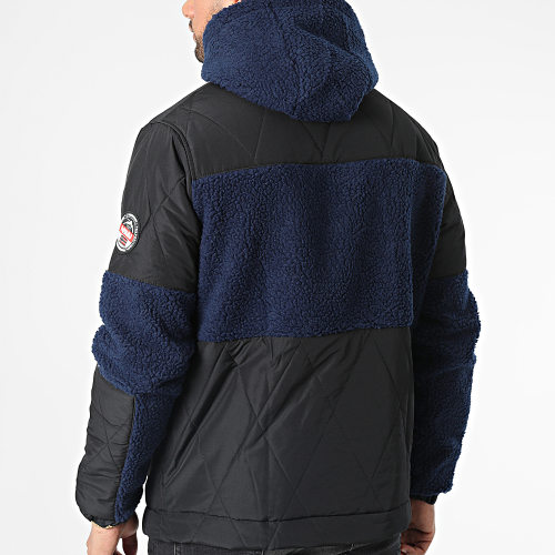 Veste Polaire Zippée Capuche Ursam Bleu Marine Noir