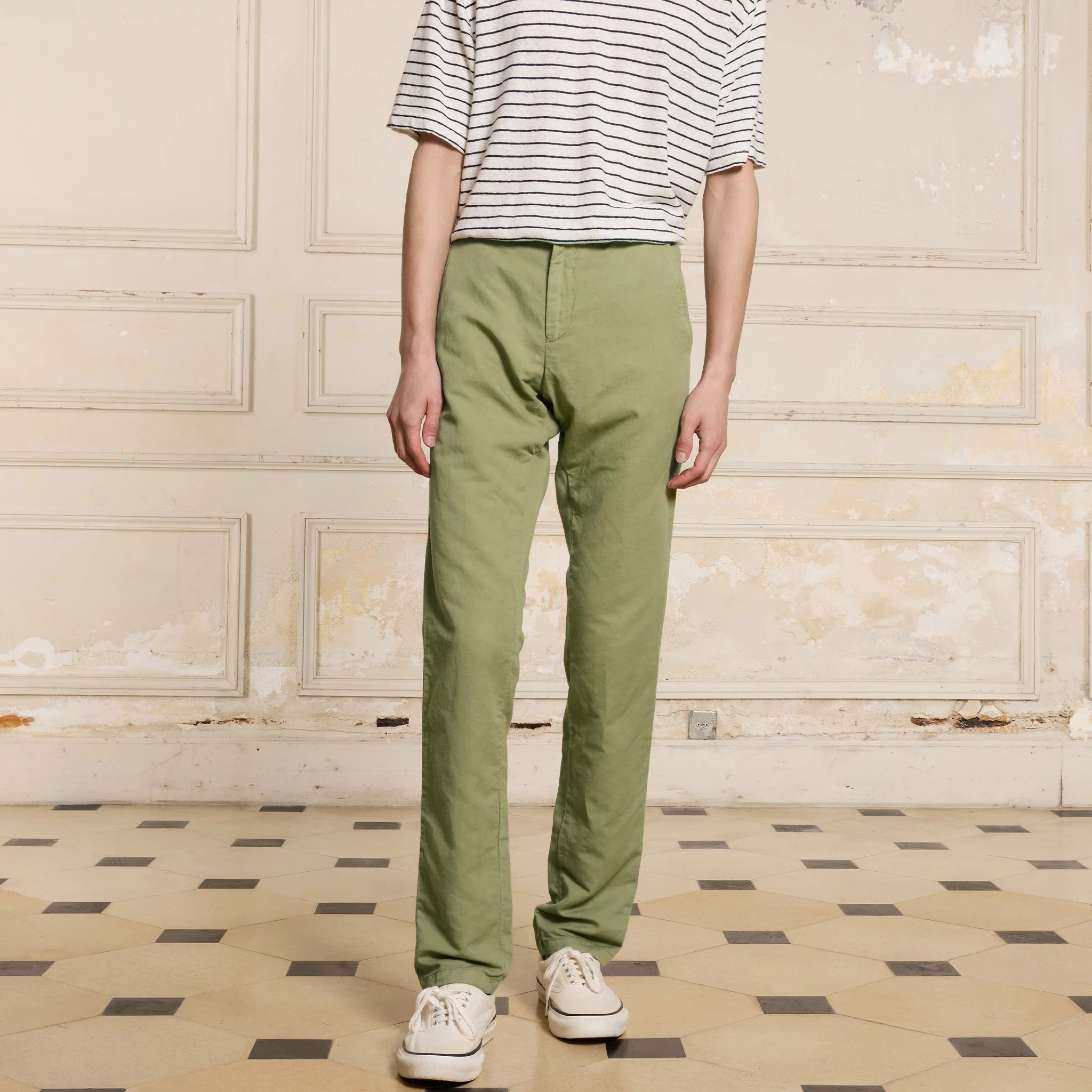 Light khaki linen and cotton chinos