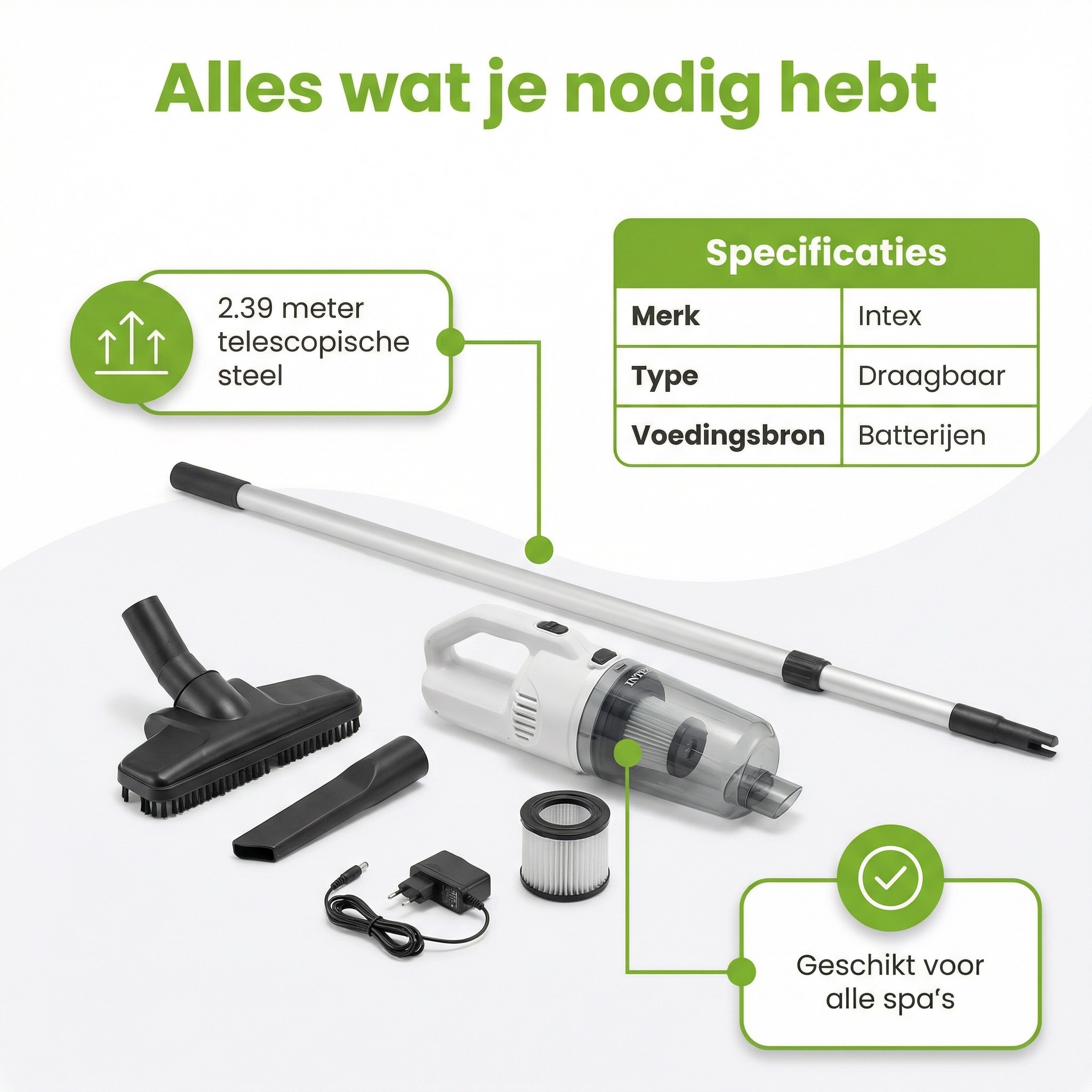 Intex ZR100 oplaadbare zwembadstofzuiger